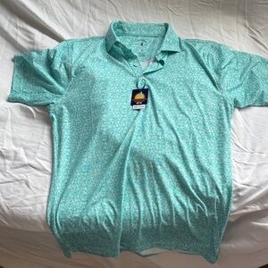 johnnie-O Teal Patterned Polo Shirt